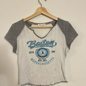 Rewind Gray and White Massachusetts Graphic Tee